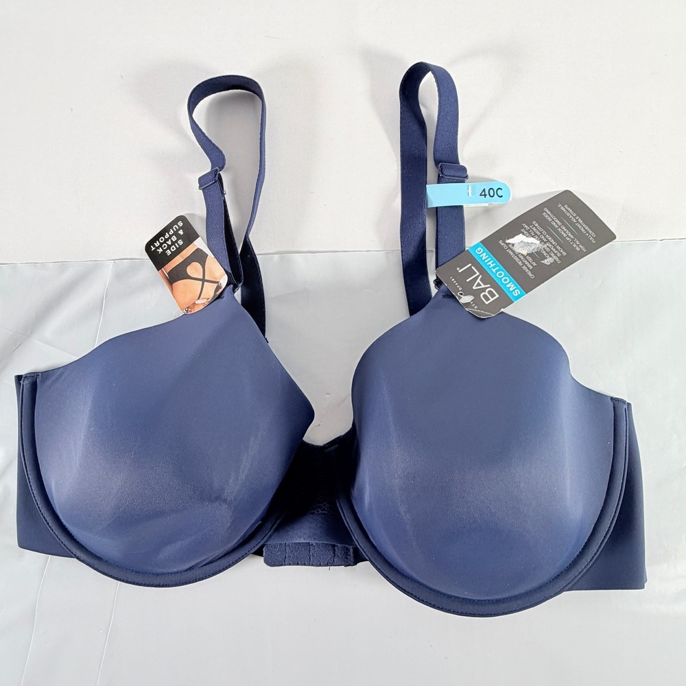 Bali Ultimate Smoothing T-Shirt Bra Size 40C Navy Blue Convertible Underwire NWT